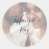 Sticker Rond Sceau d'enveloppe Mariage photo simple et élégant (Devant)