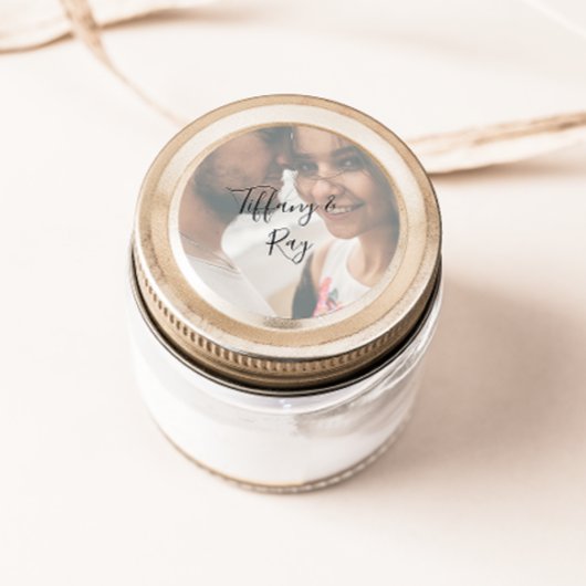 Sticker Rond Sceau d'enveloppe Mariage photo simple et élégant