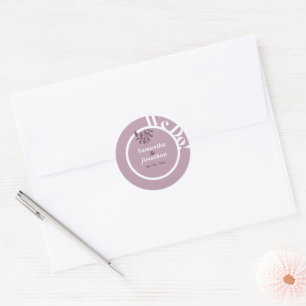 Sticker Rond Sceau d'enveloppe Mariage Rococo rose simple