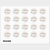 Sticker Rond Sceau d'enveloppe Mariage rose blanc (Feuille)