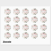 Sticker Rond Sceau d'enveloppe Mariage rose blanc (Feuille)
