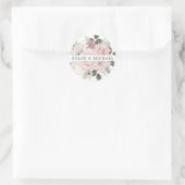 Sticker Rond Sceau d'enveloppe Mariage rose blanc (Sac)