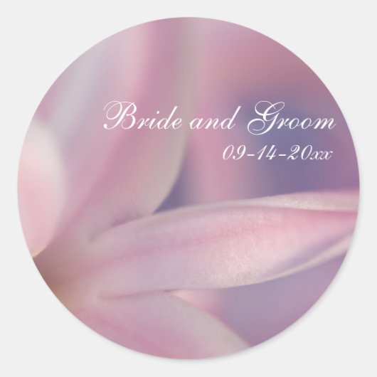 Sticker Rond Sceau d'enveloppe Mariage rose Fleurs d'Hyacinthe (Devant)