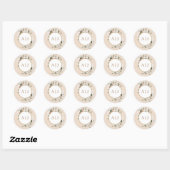 Sticker Rond Sceau d'enveloppe Mariage Rose monogramme (Feuille)