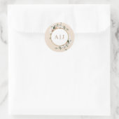 Sticker Rond Sceau d'enveloppe Mariage Rose monogramme (Sac)