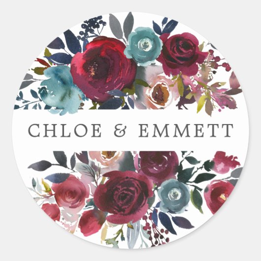 Sticker Rond Sceau d'enveloppe Mariage rose rose (Devant)