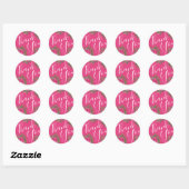 Sticker Rond Sceau d'enveloppe Mariage rose vif (Feuille)