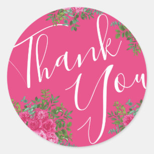 Sticker Rond Sceau d'enveloppe Mariage rose vif