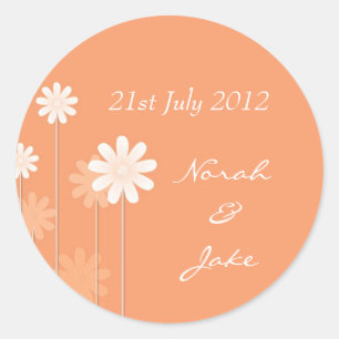 Sticker Rond Sceau d'enveloppe Mariage Tangerine Daisy