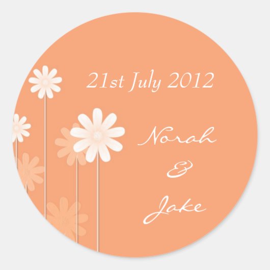 Sticker Rond Sceau d'enveloppe Mariage Tangerine Daisy (Devant)