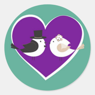 Sticker Rond Sceau d'enveloppe Mariage Turquoise/violet Insépar