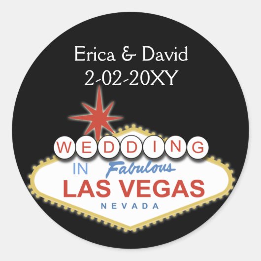 Sticker Rond Sceau d'enveloppe mariage Vegas (Devant)