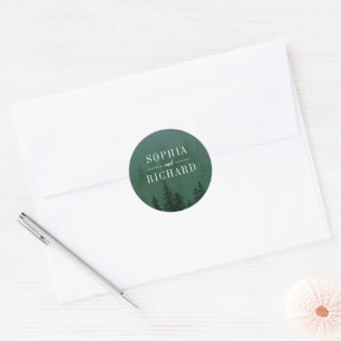 Sticker Rond Sceau d'enveloppe Mariage vert foncé de la forêt E