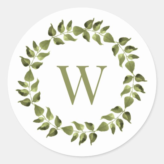 Sticker Rond Sceau d'enveloppe Mariage vert monogramme (Devant)