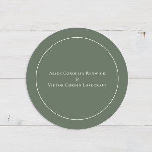 Sticker Rond Sceau d'enveloppe Mariage vert simple Boho Arch Sa