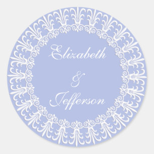 Sticker Rond Sceau d'enveloppe Mariage Wedgewood Blue 1 / Stick