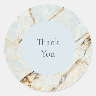 Sticker Rond Sceau d'enveloppe Merci or et bleu Agate