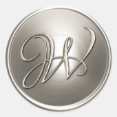 Sticker Rond Sceau d'enveloppe Monogramme W en argent (Devant)