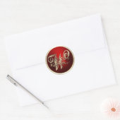 Sticker Rond Sceau d'enveloppe Monogramme W or et rouge (Enveloppe)