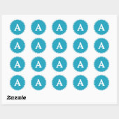 Sticker Rond Sceau d'enveloppe monographique personnalisée bleu (Feuille)