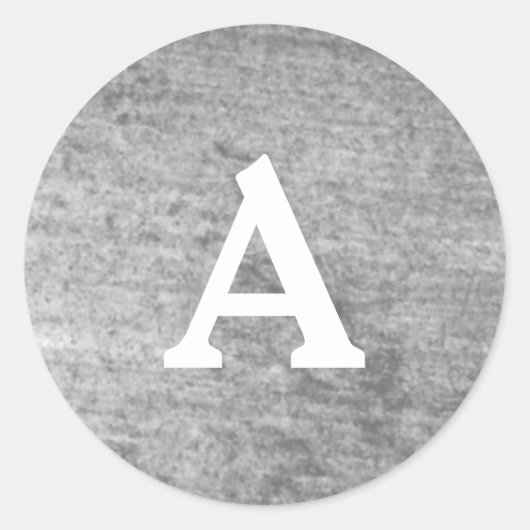 Sticker Rond Sceau d'enveloppe monographique personnalisée gris (Devant)