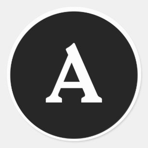 Sticker Rond Sceau d'enveloppe monographique personnalisée noir