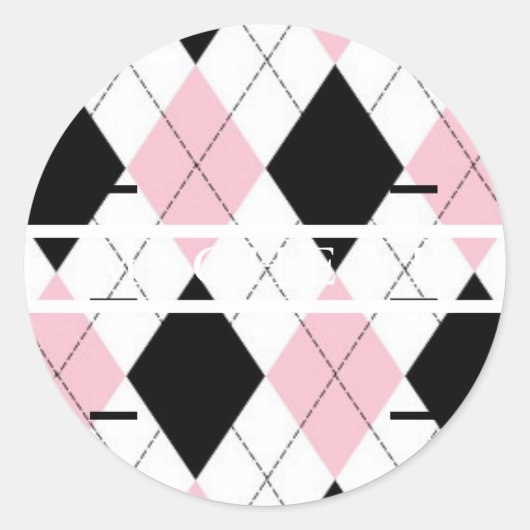 Sticker Rond Sceau d'enveloppe monographique personnalisée rose (Devant)