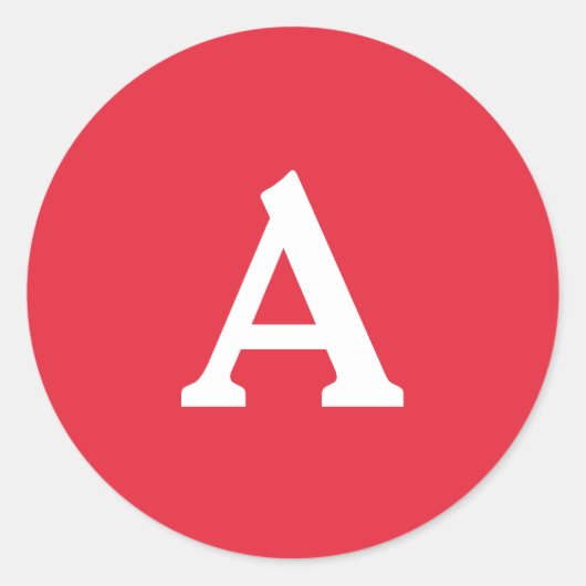 Sticker Rond Sceau d'enveloppe monographique personnalisée roug (Devant)