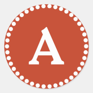 Sticker Rond Sceau d'enveloppe monographique personnalisée roug