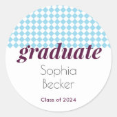 Sticker Rond Sceau d'enveloppe Motif de diamants bleus (Devant)