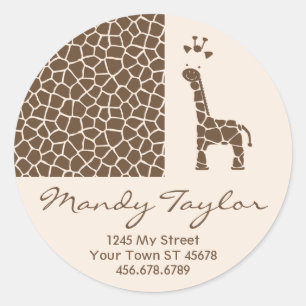 Sticker Rond Sceau d'enveloppe Motif Giraffe (Brown)