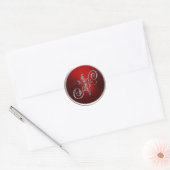 Sticker Rond Sceau d'enveloppe N Monogramme rouge et argent (Enveloppe)