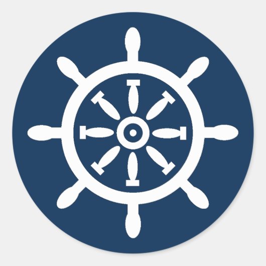 Sticker Rond Sceau d'enveloppe nautique de roue du navire (Devant)