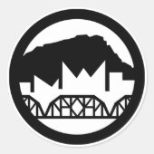 Sticker Rond Sceau d'enveloppe noir et blanc Chattanooga (Devant)