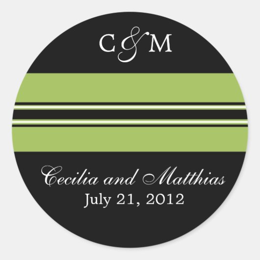 Sticker Rond Sceau d'enveloppe noir et vert (Devant)
