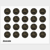 Sticker Rond Sceau d'enveloppe noire en couronne d'or moderne (Feuille)