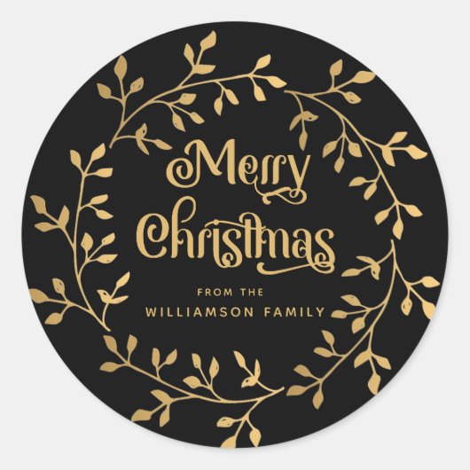 Sticker Rond Sceau d'enveloppe noire en couronne d'or moderne (Devant)