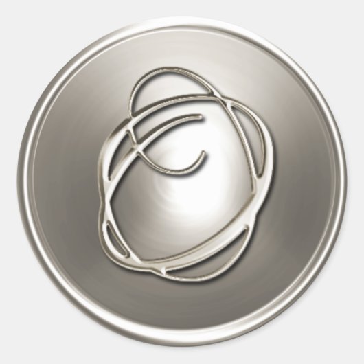 Sticker Rond Sceau d'enveloppe O Monogramme en argent (Devant)