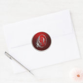 Sticker Rond Sceau d'enveloppe O Monogramme rouge et argent (Enveloppe)