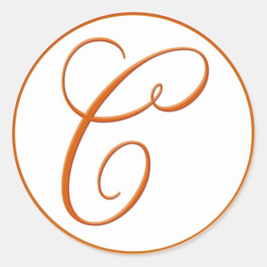 Sticker Rond Sceau d'enveloppe ORANGE avec monogramme - taille (Devant)