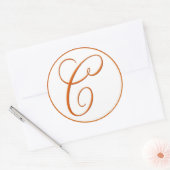 Sticker Rond Sceau d'enveloppe ORANGE avec monogramme - taille (Enveloppe)