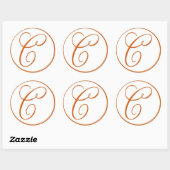 Sticker Rond Sceau d'enveloppe ORANGE avec monogramme - taille (Feuille)