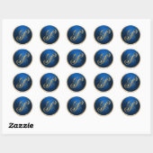 Sticker Rond Sceau d'enveloppe P Monogramme or et bleu (Feuille)