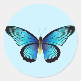 Sticker Rond Sceau d'enveloppe papillon bleu
