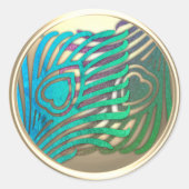 Sticker Rond Sceau d'enveloppe Peacock Art déco Or (Devant)