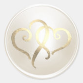 Sticker Rond Sceau d'enveloppe Pearl Two Gold Hearts (Devant)