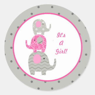 Sticker Rond Sceau d'enveloppe personnalisée pour bébé rose gri