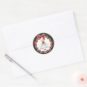 Sticker Rond Sceau d'enveloppe pour Baby Shower de Noël à carre