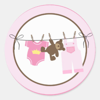 Sticker Rond Sceau d'enveloppe pour bébé (rose)