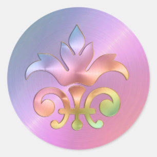 Sticker Rond Sceau d'enveloppe Rainbow Fleur de Lis